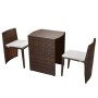 Mesa y sillas bistró jardín 3 pzs y cojines poli ratán marrón de vidaXL, Conjuntos de jardín - Ref: Foro24-42881, Precio: 177...