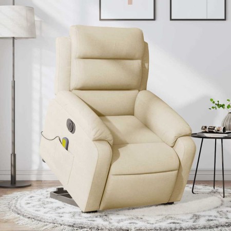 Sillón de masaje eléctrico reclinable elevable tela crema en Sillones | Comprar online en Foru.es
