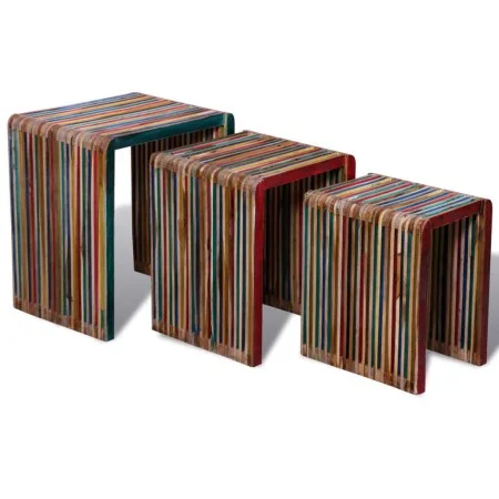 Stackable table set 3 units colored recycled teak by , Side tables - Ref: Foro24-241717, Price: 130,93 €, Discount: %