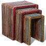 Juego de mesas apilables 3 unidades teca reciclada de colores de , Mesas auxiliares - Ref: Foro24-241717, Precio: 143,53 €, D...