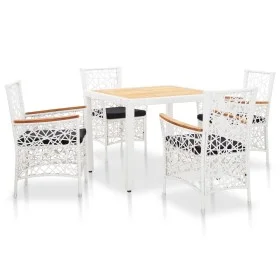 Juego de comedor de jardín 5 piezas ratán sintético blanco de , Conjuntos de jardín - Ref: Foro24-45998, Precio: 598,12 €, De...