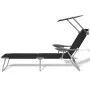 Sun lounger with black steel awning by vidaXL, Loungers - Ref: Foro24-42932, Price: 96,38 €, Discount: %