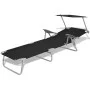 Sun lounger with black steel awning by vidaXL, Loungers - Ref: Foro24-42932, Price: 96,38 €, Discount: %