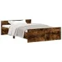 Estructura de cama con cabecero piecero roble ahumado 120x190cm de , Camas y somieres - Ref: Foro24-3203779, Precio: 114,03 €...