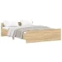 Bed frame with Sonoma oak headboard and footboard 135x190 cm by , Beds and slatted bases - Ref: Foro24-3203791, Price: 136,19...