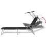 Sun lounger with black steel awning by vidaXL, Loungers - Ref: Foro24-42932, Price: 96,38 €, Discount: %
