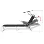Sun lounger with black steel awning by vidaXL, Loungers - Ref: Foro24-42932, Price: 96,38 €, Discount: %