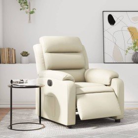 Sillón reclinable eléctrico de cuero sintético crema en Sillones | Comprar online en Foru.es