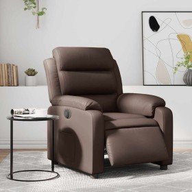 Sillón reclinable eléctrico de cuero sintético marrón en Sillones | Comprar online en Foru.es
