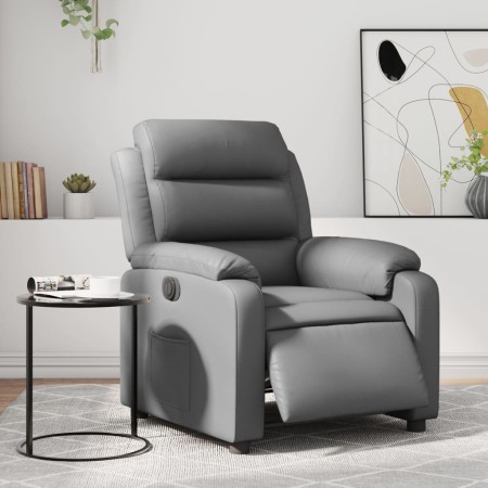 Sillón reclinable eléctrico de cuero sintético gris en Sillones | Comprar online en Foru.es