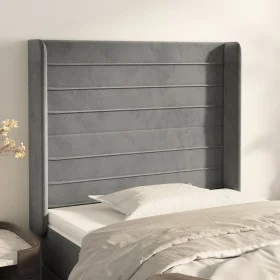 Kopfteil mit hellgrauen Samtohren 93x16x118/128 cm von , Kopf- und Fußteile - Ref: Foro24-3119756, Preis: 58,04 €, Rabatt: %