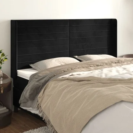 Kopfteil mit Ohren aus schwarzem Samt, 183 x 16 x 118/128 cm von , Kopf- und Fußteile - Ref: Foro24-3119782, Preis: 122,10 €,...
