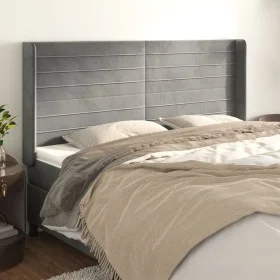 Headboard with light gray velvet ears 183x16x118/128 cm by , Headboards and footboards - Ref: Foro24-3119780, Price: 96,55 €,...