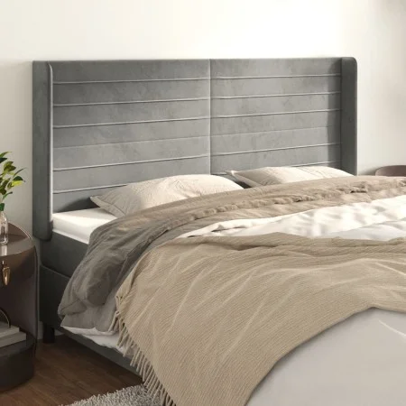 Headboard with light gray velvet ears 183x16x118/128 cm by , Headboards and footboards - Ref: Foro24-3119780, Price: 96,55 €,...