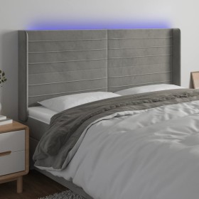Cabecero con LED de terciopelo gris claro 183x16x118/128 cm de , Cabeceros y pies de cama - Ref: Foro24-3124248, Precio: 104,...