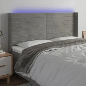 Cabecero con LED de terciopelo gris claro 183x16x118/128 cm de , Cabeceros y pies de cama - Ref: Foro24-3124248, Precio: 103,...