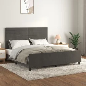 Estructura cama con cabecero terciopelo gris oscuro 180x200 cm de , Camas y somieres - Ref: Foro24-3125831, Precio: 205,60 €,...