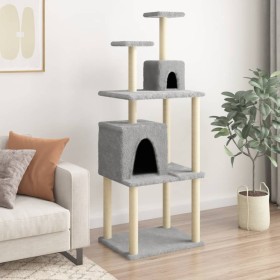 Rascador para gatos con postes de sisal gris claro 167 cm en Mobiliario para gatos | Comprar online en Foru.es
