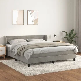 Box spring bed with light gray velvet mattress 180x200 cm by , Beds and slatted bases - Ref: Foro24-3127565, Price: 510,08 €,...