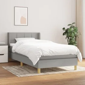Box spring bed with light gray fabric mattress 80x200 cm by , Beds and slatted bases - Ref: Foro24-3130225, Price: 282,97 €, ...