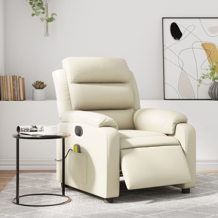 Sillón de masaje reclinable eléctrico cuero sintético crema en Sillones | Comprar online en Foru.es