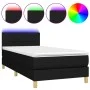Box spring bed with LED mattress black fabric 90x200 cm by , Beds and slatted bases - Ref: Foro24-3133687, Price: 289,75 €, D...