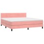 Cama box spring colchón y LED terciopelo rosa 180x200 cm de , Camas y somieres - Ref: Foro24-3134482, Precio: 499,46 €, Descu...