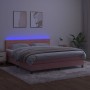 Cama box spring colchón y LED terciopelo rosa 180x200 cm de , Camas y somieres - Ref: Foro24-3134482, Precio: 499,46 €, Descu...