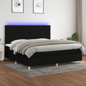 Cama box spring colchón y luces LED tela negro 200x200 cm de , Camas y somieres - Ref: Foro24-3135543, Precio: 651,17 €, Desc...