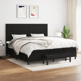 Cama box spring con colchón tela negro 200x200 cm de , Camas y somieres - Ref: Foro24-3136703, Precio: 730,46 €, Descuento: %