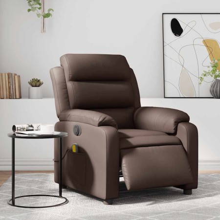 Sillón de masaje reclinable eléctrico cuero sintético marrón en Sillones | Comprar online en Foru.es