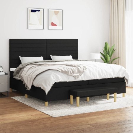 Cama box spring con colchón tela negro 200x200 cm de , Camas y somieres - Ref: Foro24-3137263, Precio: 740,02 €, Descuento: %