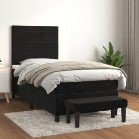 Cama box spring con colchón terciopelo negro 90x200 cm de , Camas y somieres - Ref: Foro24-3137883, Precio: 366,68 €, Descuen...