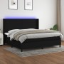 Cama box spring colchón y luces LED tela negro 200x200 cm de , Camas y somieres - Ref: Foro24-3138423, Precio: 680,84 €, Desc...