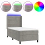 Cama box spring colchón y LED terciopelo gris claro 90x190 cm de , Camas y somieres - Ref: Foro24-3139595, Precio: 309,24 €, ...