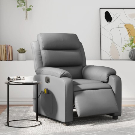 Sillón de masaje reclinable eléctrico cuero sintético gris en Sillones | Comprar online en Foru.es