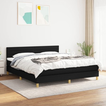 Cama box spring con colchón tela negro 180x200 cm de , Camas y somieres - Ref: Foro24-3140715, Precio: 554,52 €, Descuento: %
