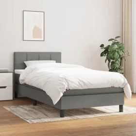 Box spring bed with dark gray fabric mattress 90x200 cm by , Beds and slatted bases - Ref: Foro24-3140026, Price: 290,17 €, D...