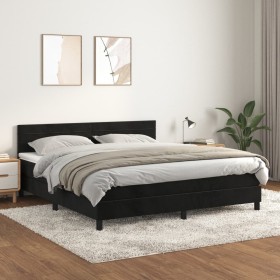 Cama box spring con colchón terciopelo negro 180x200 cm de , Camas y somieres - Ref: Foro24-3141379, Precio: 517,18 €, Descue...