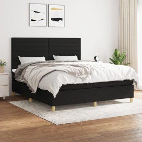 Cama box spring con colchón tela negro 180x200 cm de , Camas y somieres - Ref: Foro24-3142435, Precio: 653,82 €, Descuento: %