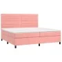 Box spring bed with pink velvet mattress 200x200 cm by , Beds and slatted bases - Ref: Foro24-3143108, Price: 590,75 €, Disco...