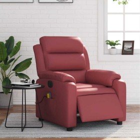 Sillón masaje reclinable eléctrico cuero sintético rojo tinto en Sillones | Comprar online en Foru.es
