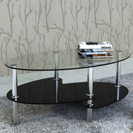 Mesa de centro de vidrio con diseño exclusivo negra de , Mesas de centro - Ref: Foro24-240509, Precio: 78,40 €, Descuento: %