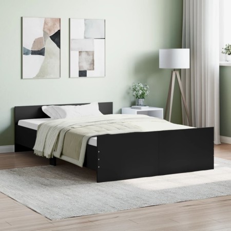 Estructura de cama con cabecero piecero negro 120x190 cm de , Camas y somieres - Ref: Foro24-3203776, Precio: 123,19 €, Descu...
