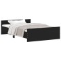 Estructura de cama con cabecero piecero negro 120x190 cm de , Camas y somieres - Ref: Foro24-3203776, Precio: 123,19 €, Descu...