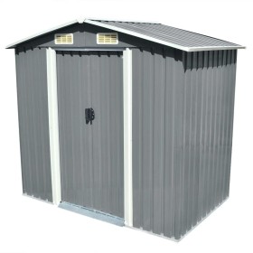Caseta de jardín de metal 204x132x186 cm gris de vidaXL, Cobertizos - Ref: Foro24-42983, Precio: 216,66 €, Descuento: %