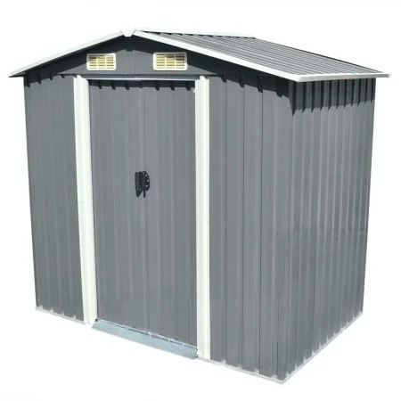 Caseta de jardín de metal 204x132x186 cm gris de vidaXL, Cobertizos - Ref: Foro24-42983, Precio: 202,58 €, Descuento: %