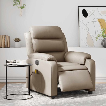 Sillón reclinable de masaje eléctrico cuero sintético capuchino en Sillones | Comprar online en Foru.es