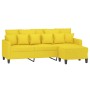 Sofá de 3 plazas con taburete de tela amarillo claro 180 cm de , Sofás - Ref: Foro24-3201094, Precio: 298,31 €, Descuento: %
