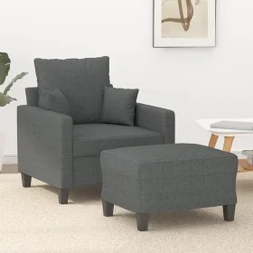 Armchair with stool dark gray fabric 60 cm by , Sofas - Ref: Foro24-3201082, Price: 185,60 €, Discount: %